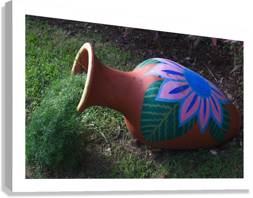 Painted Garden Pot Canvas Print
