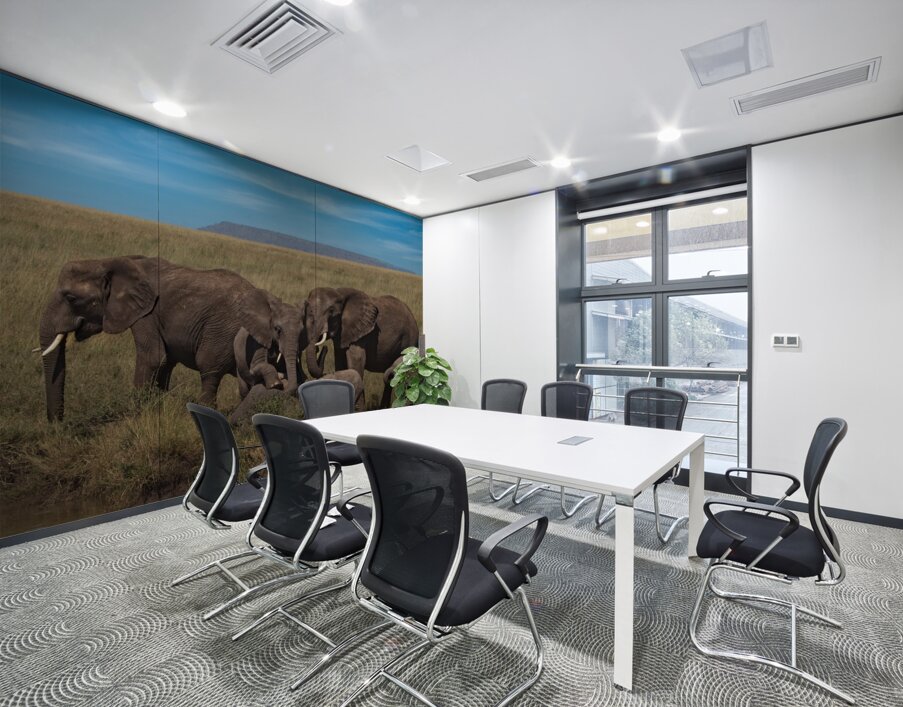 Elephant Family Gathering Wall Printing