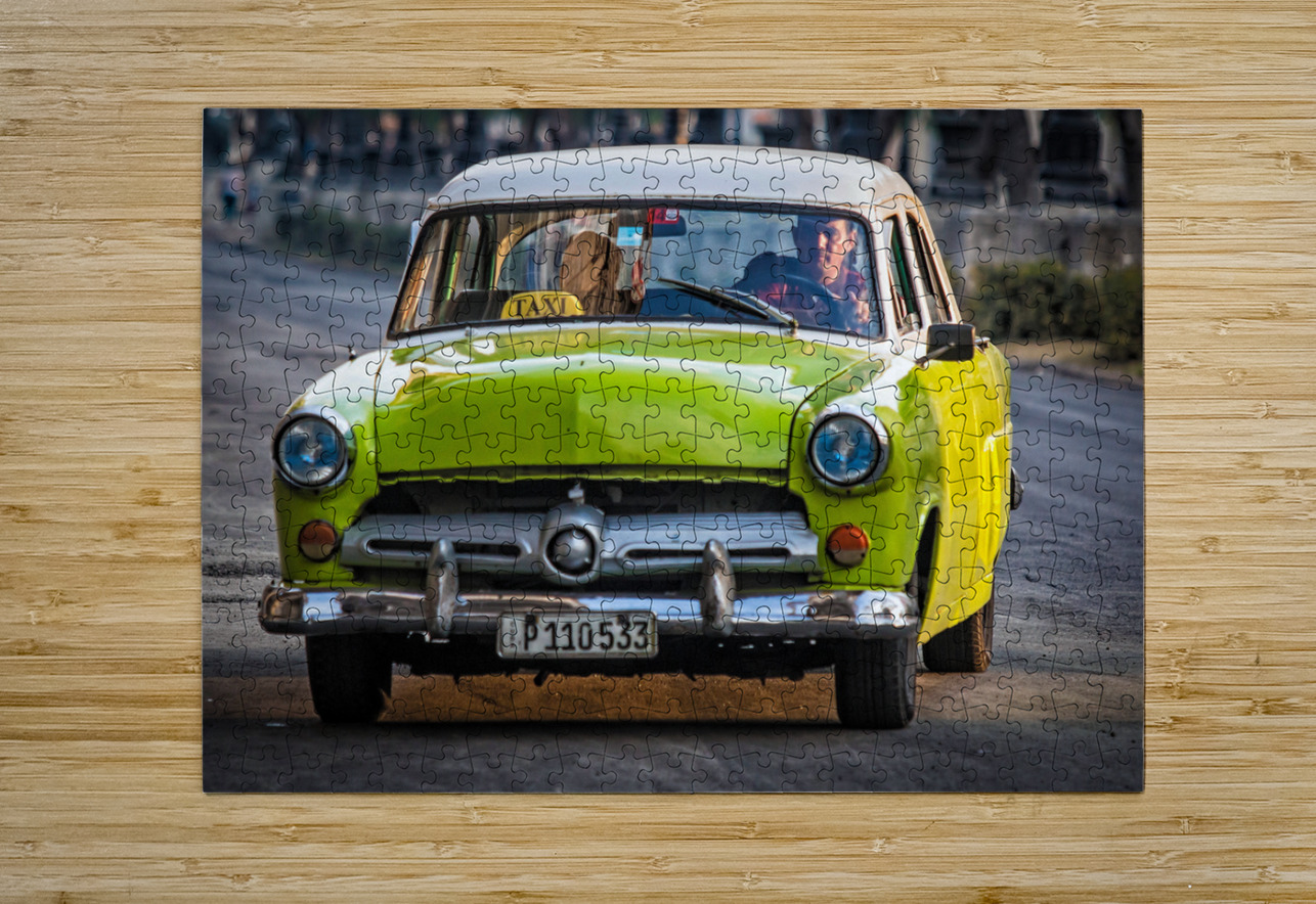 Lime-Green Vintage Taxi Chirag Pandya Puzzle printing