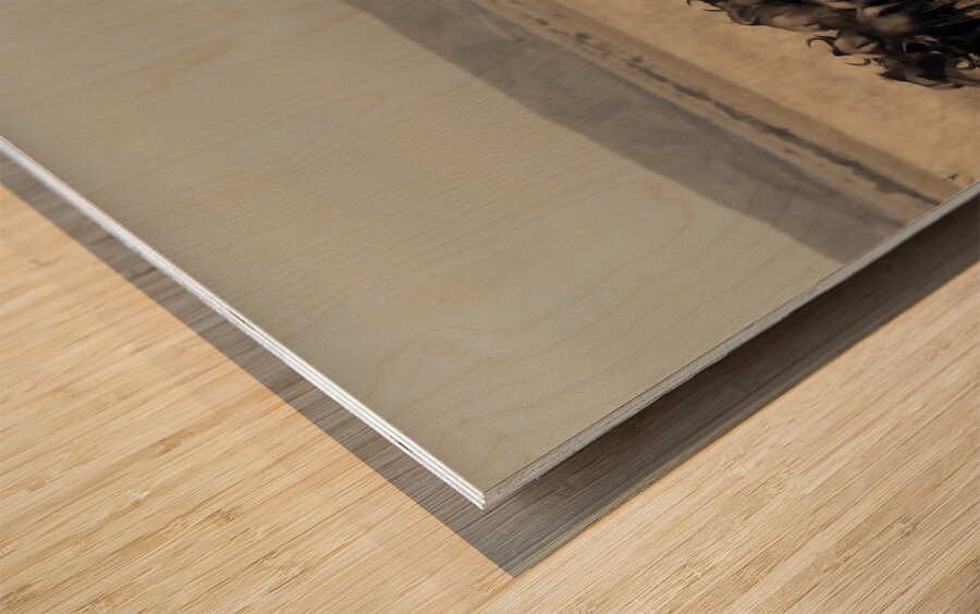 Wildebeest Migration Line Wood print